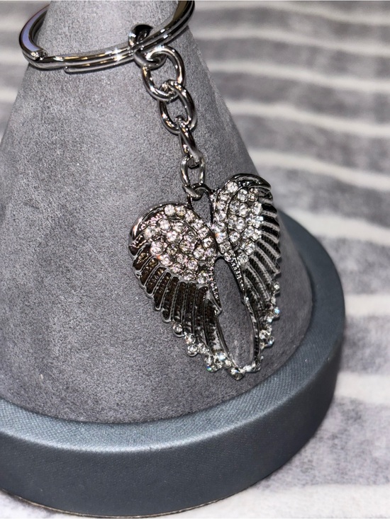 Boutique Jewelry - Angel Wing Sparkling Silver Pendant Keychain, Bag Charm, New